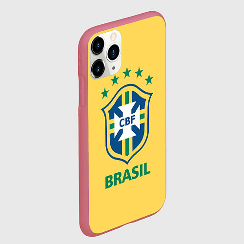 Чехол iPhone 11 Pro матовый Brazil Team / 3D-Малиновый – фото 2