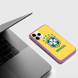 Чехол iPhone 11 Pro матовый Brazil Team, цвет: 3D-фиолетовый — фото 2