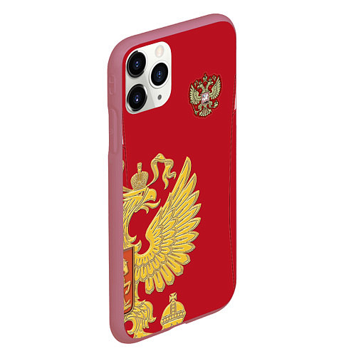 Чехол iPhone 11 Pro матовый Сборная России: эксклюзив / 3D-Малиновый – фото 2