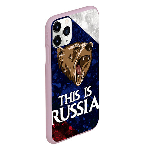 Чехол iPhone 11 Pro матовый Russia: Roaring Bear / 3D-Розовый – фото 2