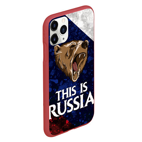 Чехол iPhone 11 Pro матовый Russia: Roaring Bear / 3D-Красный – фото 2