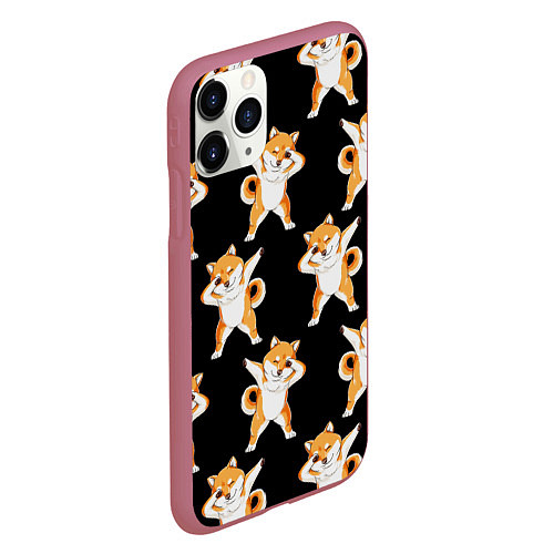 Чехол iPhone 11 Pro матовый Foxes Dab / 3D-Малиновый – фото 2