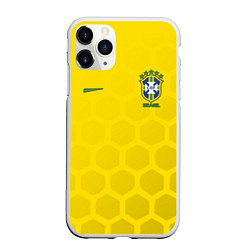 Чехол iPhone 11 Pro матовый Brazil Team: WC 2018, цвет: 3D-белый