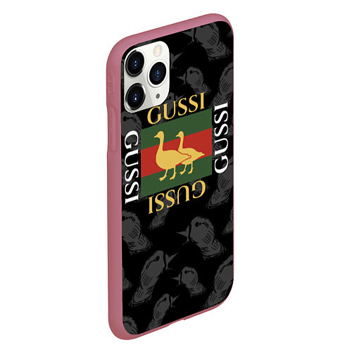 Чехол iPhone 11 Pro матовый GUSSI Style / 3D-Малиновый – фото 2