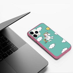 Чехол iPhone 11 Pro матовый Unicorns Love, цвет: 3D-малиновый — фото 2