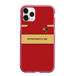 Чехол iPhone 11 Pro матовый Porsche Design, цвет: 3D-малиновый