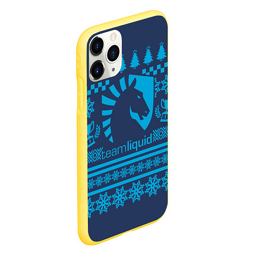 Чехол iPhone 11 Pro матовый Team Liquid: Blue Pattern / 3D-Желтый – фото 2