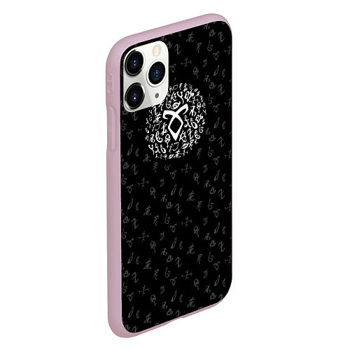 Чехол iPhone 11 Pro матовый Dark Runes / 3D-Розовый – фото 2