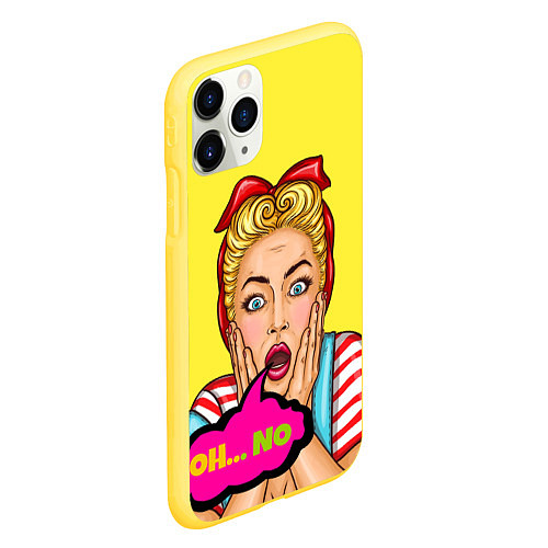 Чехол iPhone 11 Pro матовый Pop-girl: Oh no / 3D-Желтый – фото 2