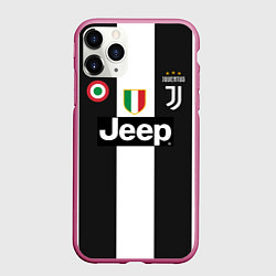 Чехол iPhone 11 Pro матовый FC Juventus 18-19, цвет: 3D-малиновый