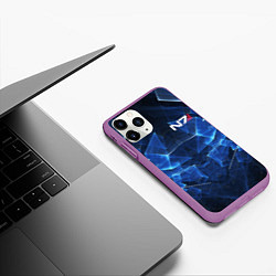 Чехол iPhone 11 Pro матовый Mass Effect: Blue Armor N7, цвет: 3D-фиолетовый — фото 2