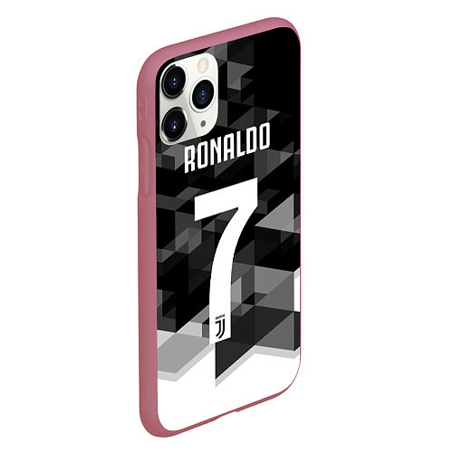 Чехол iPhone 11 Pro матовый CRonaldo 7 / 3D-Малиновый – фото 2