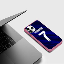 Чехол iPhone 11 Pro матовый Ronaldo 7: Blue Sport, цвет: 3D-малиновый — фото 2