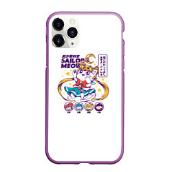 Чехол iPhone 11 Pro матовый Sailor Meow, цвет: 3D-фиолетовый