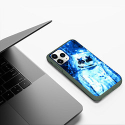 Чехол iPhone 11 Pro матовый Marshmello: Blue Liquid, цвет: 3D-темно-зеленый — фото 2