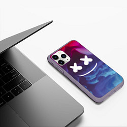 Чехол iPhone 11 Pro матовый Marshmello: Smoke Smile, цвет: 3D-серый — фото 2