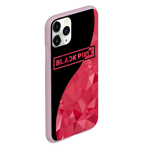 Чехол iPhone 11 Pro матовый Black Pink: Pink Polygons / 3D-Розовый – фото 2