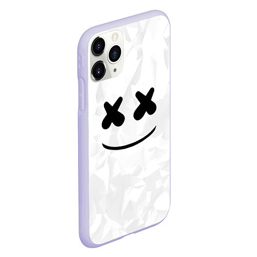 Чехол iPhone 11 Pro матовый Marshmello: White Face / 3D-Светло-сиреневый – фото 2