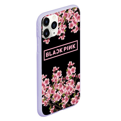 Чехол iPhone 11 Pro матовый Black Pink: Delicate Sakura / 3D-Светло-сиреневый – фото 2