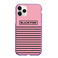 Чехол iPhone 11 Pro матовый Black Pink: Black Stripes, цвет: 3D-фиолетовый