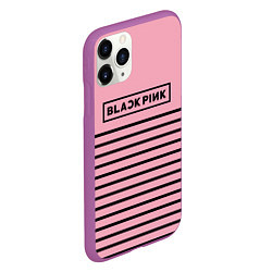 Чехол iPhone 11 Pro матовый Black Pink: Black Stripes, цвет: 3D-фиолетовый — фото 2