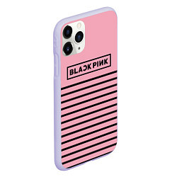 Чехол iPhone 11 Pro матовый Black Pink: Black Stripes, цвет: 3D-светло-сиреневый — фото 2