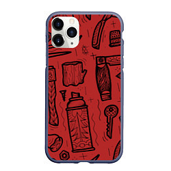 Чехол iPhone 11 Pro матовый Инструменты мужика, цвет: 3D-серый