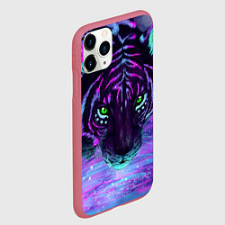 Чехол iPhone 11 Pro матовый Неоновый тигр, цвет: 3D-малиновый — фото 2