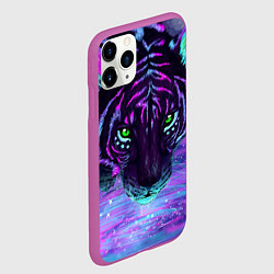 Чехол iPhone 11 Pro матовый Неоновый тигр, цвет: 3D-фиолетовый — фото 2