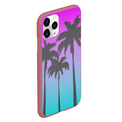 Чехол iPhone 11 Pro матовый Пальмы 80s, цвет: 3D-малиновый — фото 2