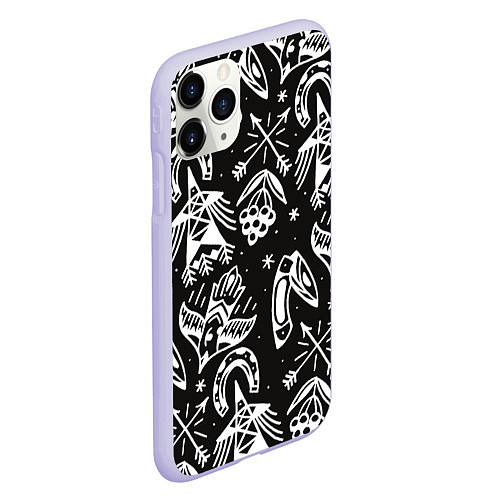 Чехол iPhone 11 Pro матовый Сибирские мотивы / 3D-Светло-сиреневый – фото 2