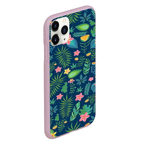 Чехол iPhone 11 Pro матовый Тропический лес / 3D-Розовый – фото 2