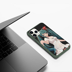 Чехол iPhone 11 Pro матовый Hatsune Miku, цвет: 3D-темно-зеленый — фото 2