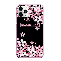 Чехол iPhone 11 Pro матовый Black Pink: Pink Sakura, цвет: 3D-розовый