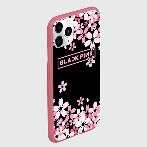 Чехол iPhone 11 Pro матовый Black Pink: Pink Sakura / 3D-Малиновый – фото 2