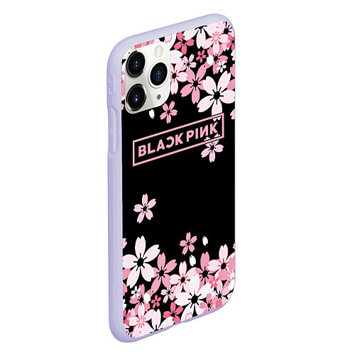 Чехол iPhone 11 Pro матовый Black Pink: Pink Sakura / 3D-Светло-сиреневый – фото 2