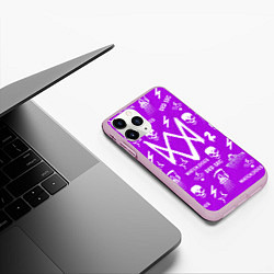 Чехол iPhone 11 Pro матовый Watch Dogs 2: Violet Pattern, цвет: 3D-розовый — фото 2