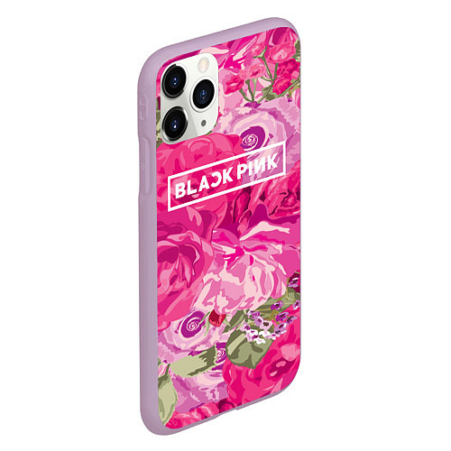 Чехол iPhone 11 Pro матовый Black Pink: Abstract Flowers / 3D-Сиреневый – фото 2