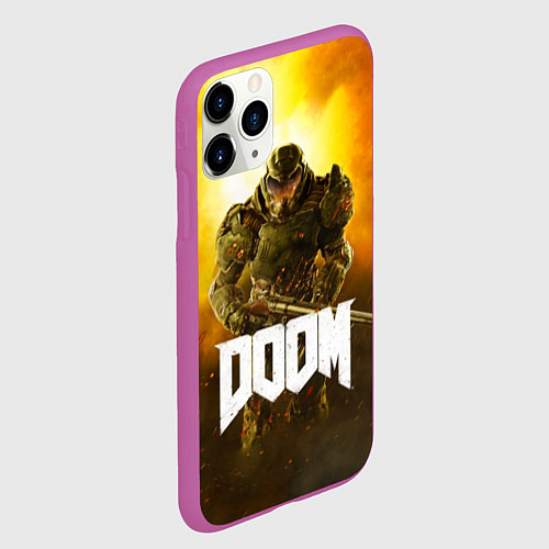 Чехол iPhone 11 Pro матовый DOOM: Soldier / 3D-Фиолетовый – фото 2