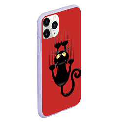 Чехол iPhone 11 Pro матовый Черный кот, цвет: 3D-светло-сиреневый — фото 2