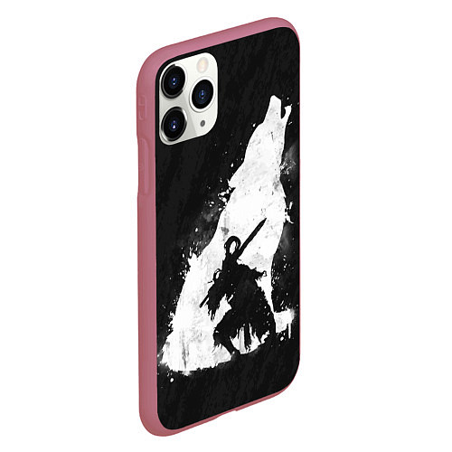 Чехол iPhone 11 Pro матовый Dark Souls: Howling Wolf / 3D-Малиновый – фото 2