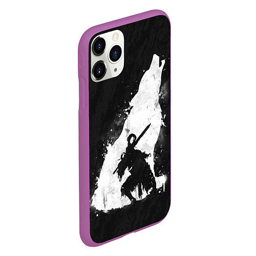 Чехол iPhone 11 Pro матовый Dark Souls: Howling Wolf / 3D-Фиолетовый – фото 2
