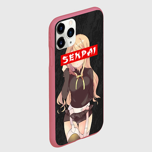 Чехол iPhone 11 Pro матовый Senpai Baby / 3D-Малиновый – фото 2