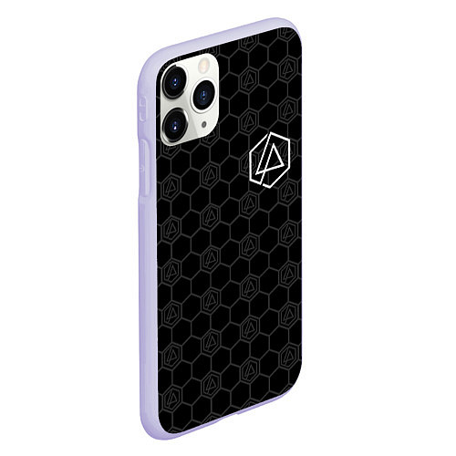 Чехол iPhone 11 Pro матовый Linkin Park: Black Carbon / 3D-Светло-сиреневый – фото 2