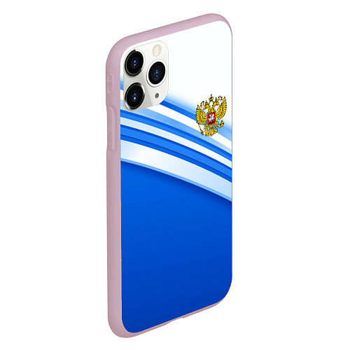 Чехол iPhone 11 Pro матовый Россия: голубая волна / 3D-Розовый – фото 2