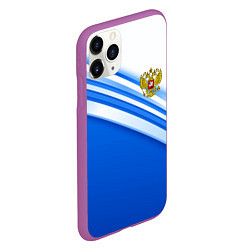 Чехол iPhone 11 Pro матовый Россия: голубая волна, цвет: 3D-фиолетовый — фото 2