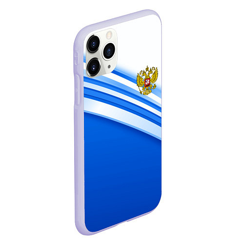 Чехол iPhone 11 Pro матовый Россия: голубая волна / 3D-Светло-сиреневый – фото 2