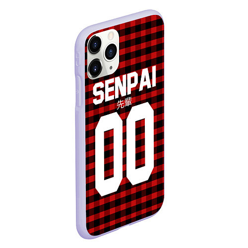 Чехол iPhone 11 Pro матовый Senpai 00: Red Grid / 3D-Светло-сиреневый – фото 2