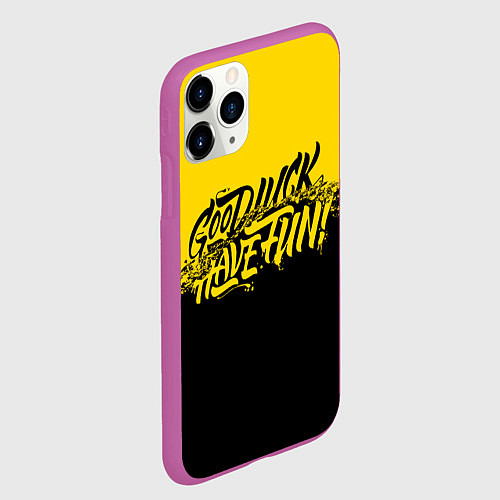 Чехол iPhone 11 Pro матовый GLHF: Yellow Style / 3D-Фиолетовый – фото 2