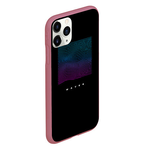 Чехол iPhone 11 Pro матовый Neon WAVES / 3D-Малиновый – фото 2